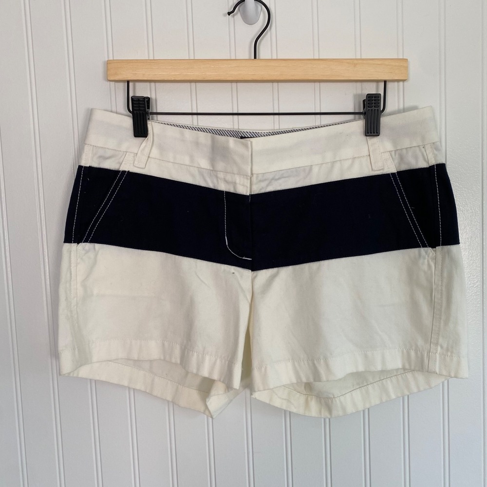 J Crew Women Color Block Nautical Chino Shorts Size 6 Cotton Old Money Fisherman - Picture 1 of 10